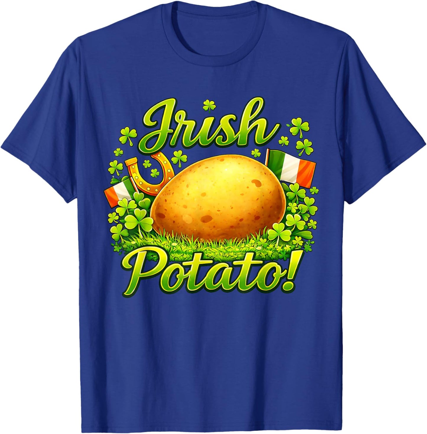 Irish Potato Shamrock Lucky Clover St. Patrick's Day T-Shirt - T-Shirt | Royal