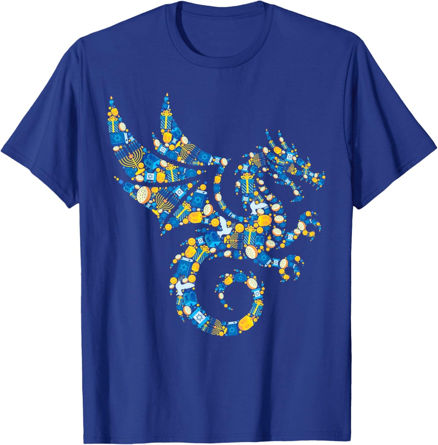 Funny Dragon Menorah Dreidel Happy Hanukkah Chanukah Pajamas T-Shirt - T-Shirt | Royal