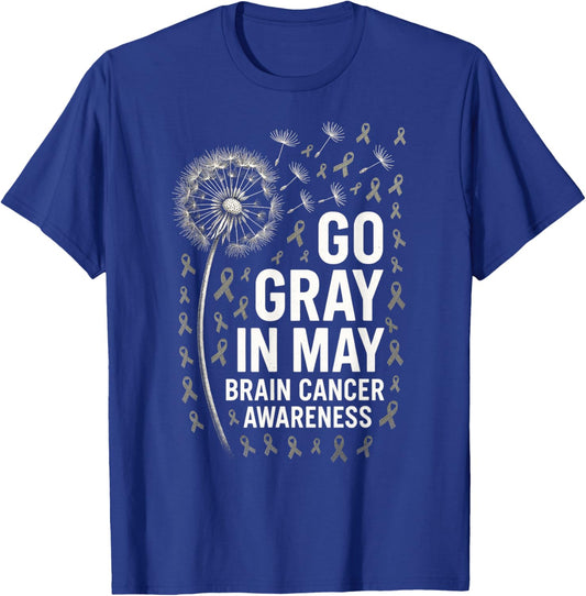 GO Gray in May - Brain Cancer Dandelion Fight T-Shirt - T-Shirt | Royal