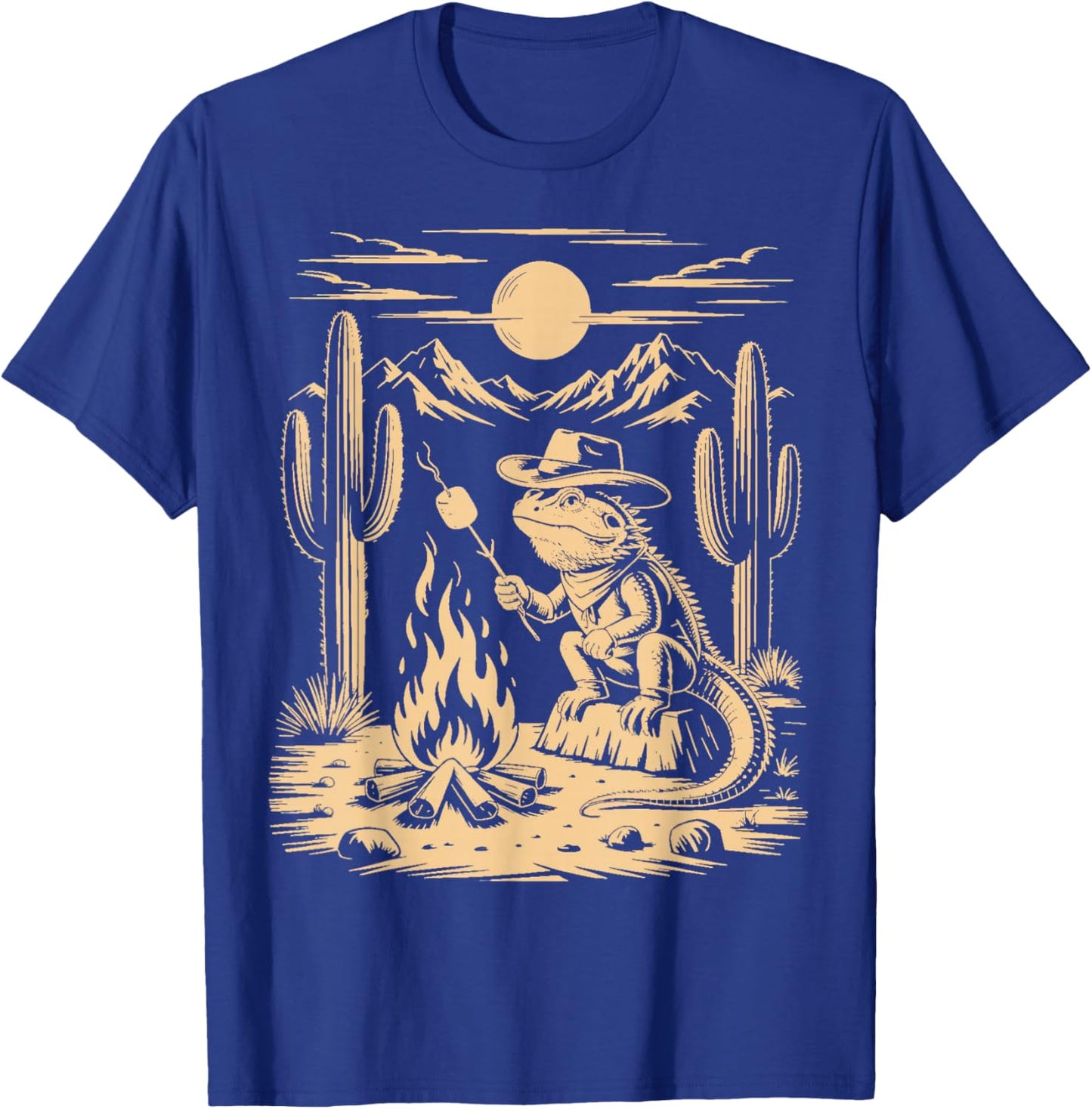 Camping S'Mores Reptile Animal Beardie Cowboy Bearded Dragon T-Shirt - T-Shirt | Royal