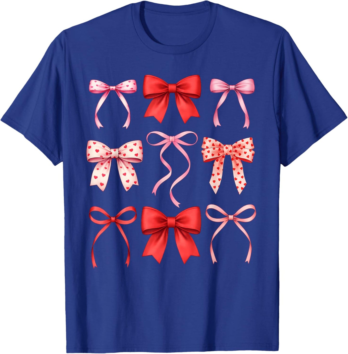 Cute Coquette Bows Valentines Day Girls Kids T-Shirt - T-Shirt | Royal