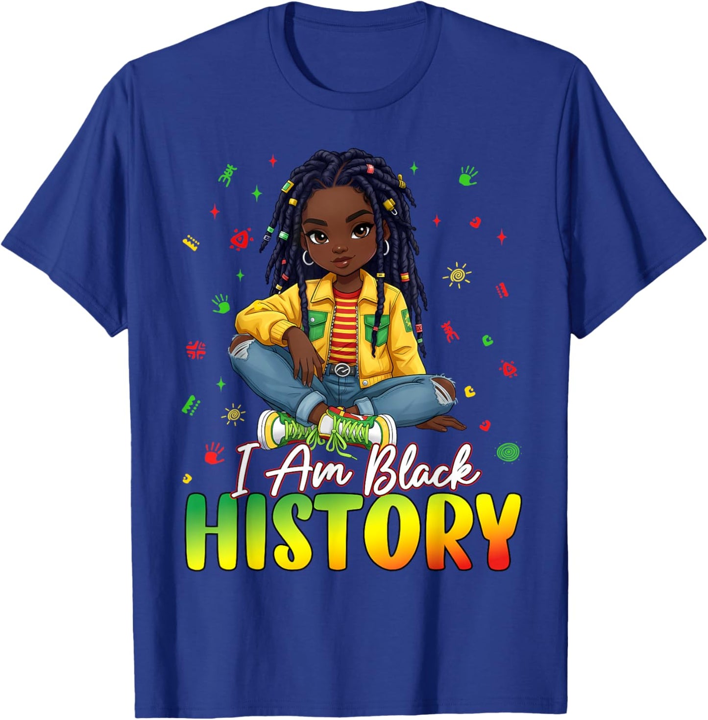 I Am Black History Month African American Afro Girls Kids T-Shirt - T-Shirt | Royal