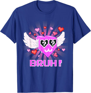 Bruh Funny Valentines Lucky Block Brainrot Gaming T-Shirt - T-Shirt | Royal