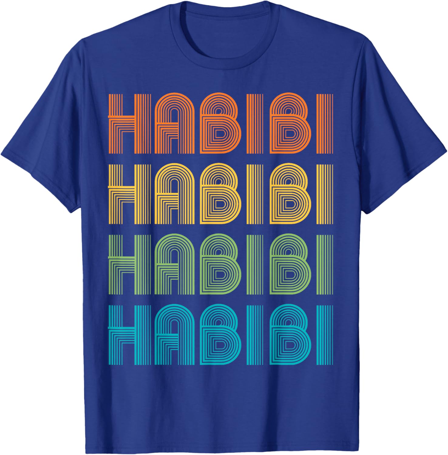 Graphic Design of Habibi in Retro Style Gradient Colors T-Shirt - T-Shirt | Royal