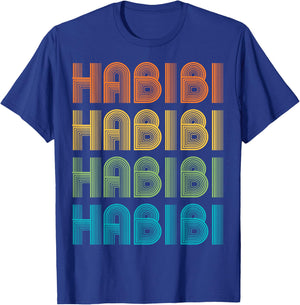 Graphic Design of Habibi in Retro Style Gradient Colors T-Shirt - T-Shirt | Royal