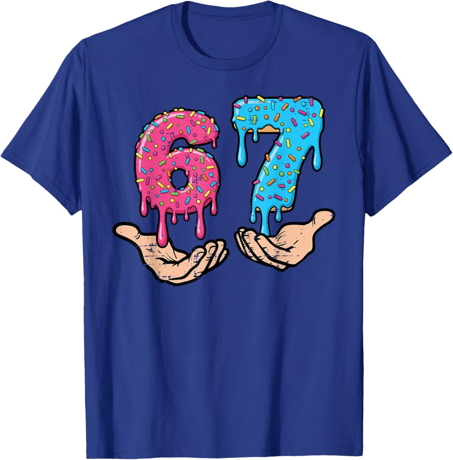 6 7 Meme Hands Drip Funny 67 Gen Alpha Slang Kids Boys Youth T-Shirt - T-Shirt | Royal