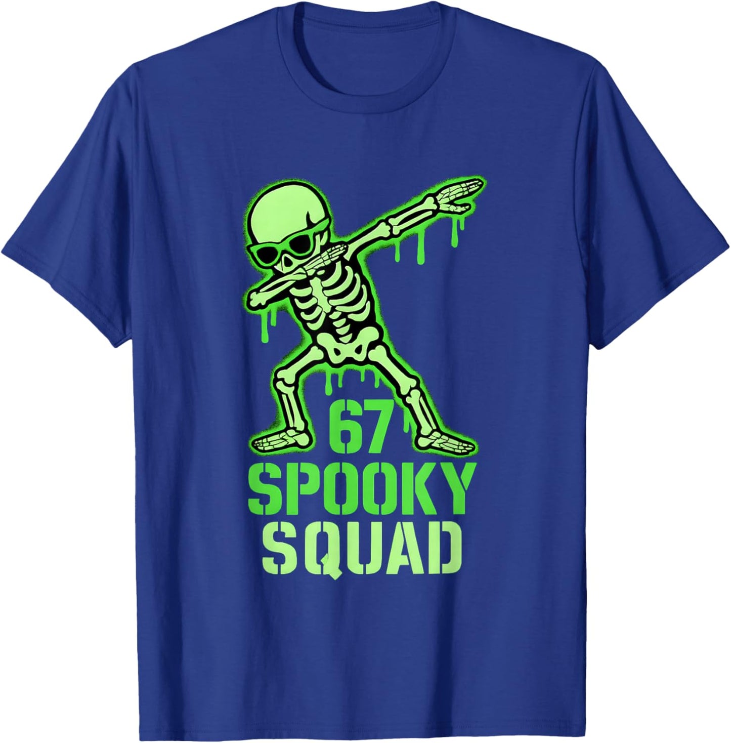 67 Meme Halloween Skeleton 6 7 Brainrot Six Seven Kids Boys T-Shirt - T-Shirt | Royal