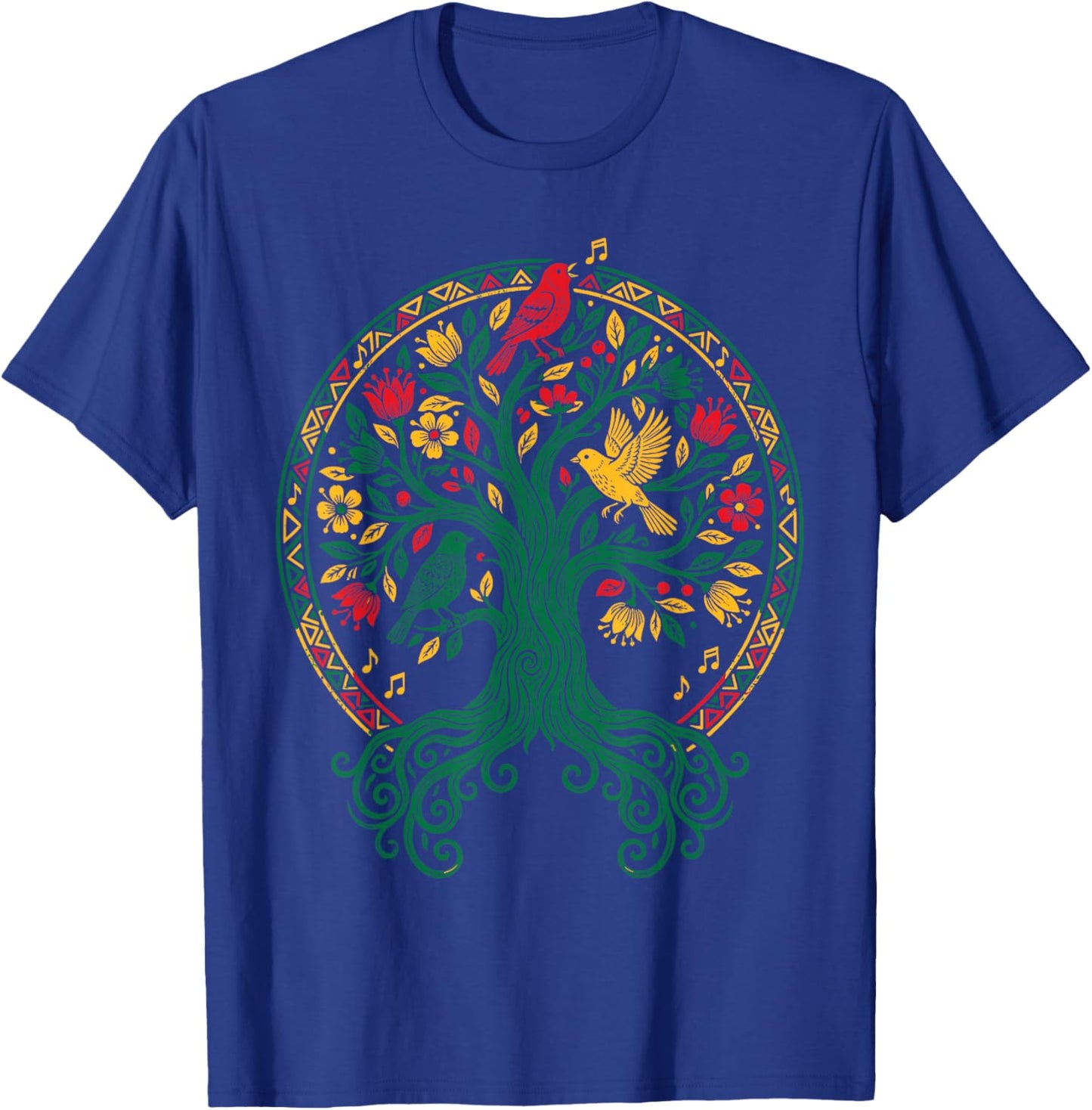 Reggae Tree Life Rasta Roots Singing Birds Music T-Shirt - T-Shirt | Royal