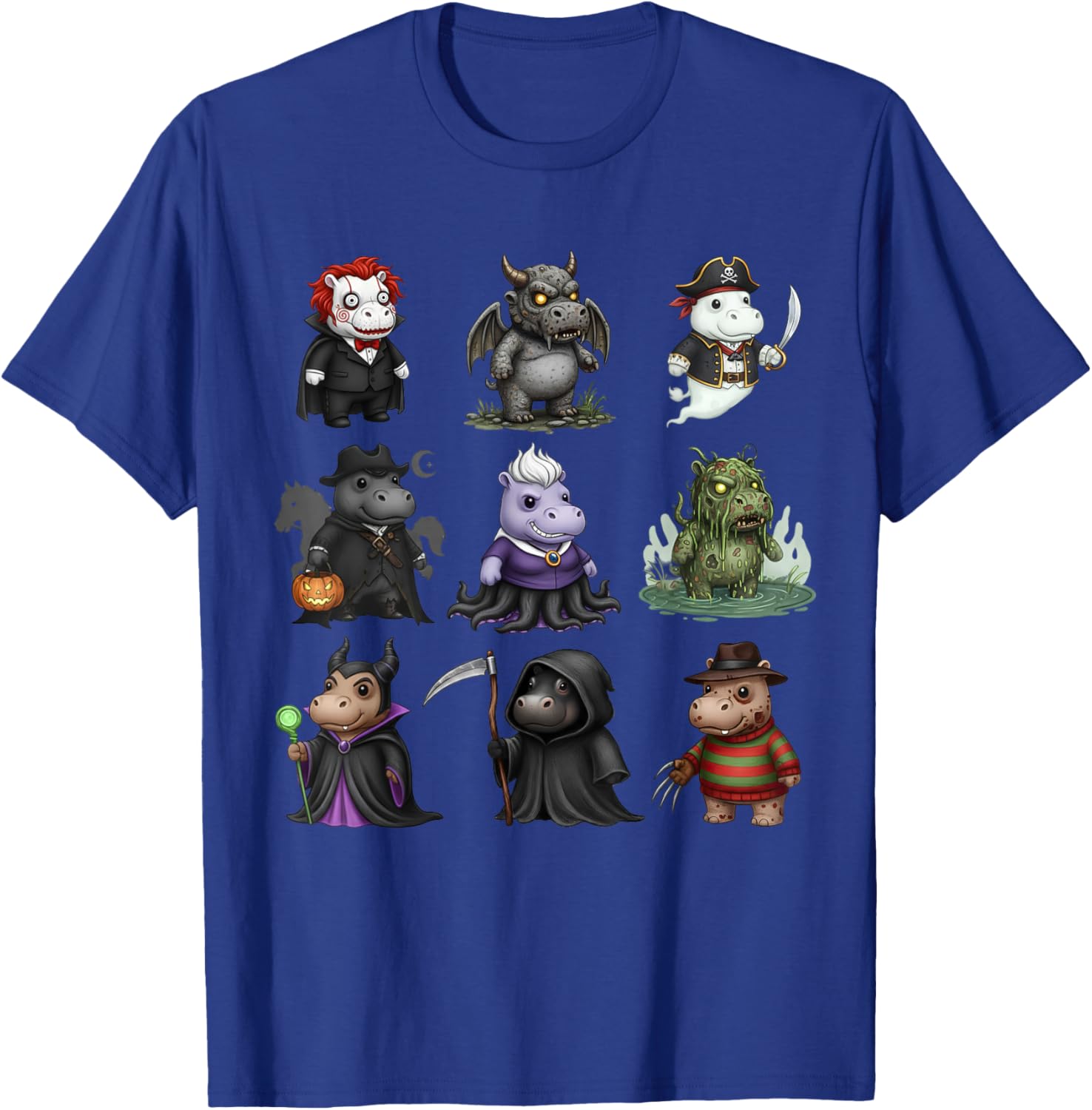 Cute Hippo Ghost Witch Zombie Halloween Costume T-Shirt - T-Shirt | Royal