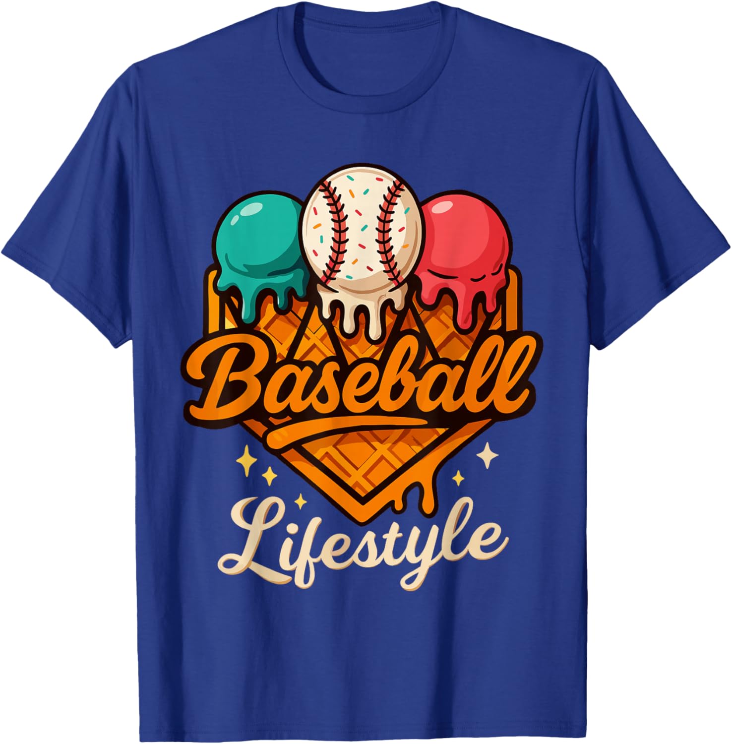 Baseball Drip Outfit Boys, Ice Cream Drip Baseball Lifestyle T-Shirt - T-Shirt | Royal
