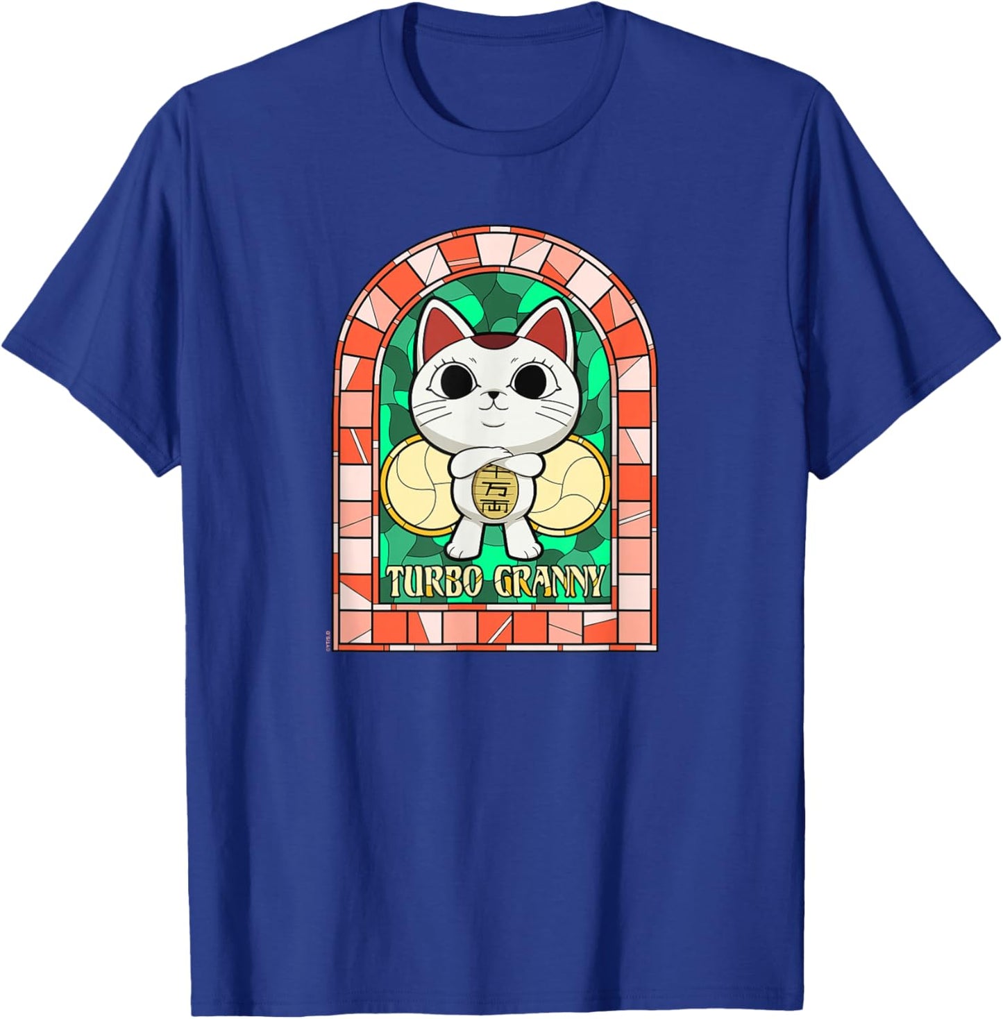 Dan Da Dan Turbo Granny Lucky Cat Stained Glass Anime T-Shirt - T-Shirt | Royal