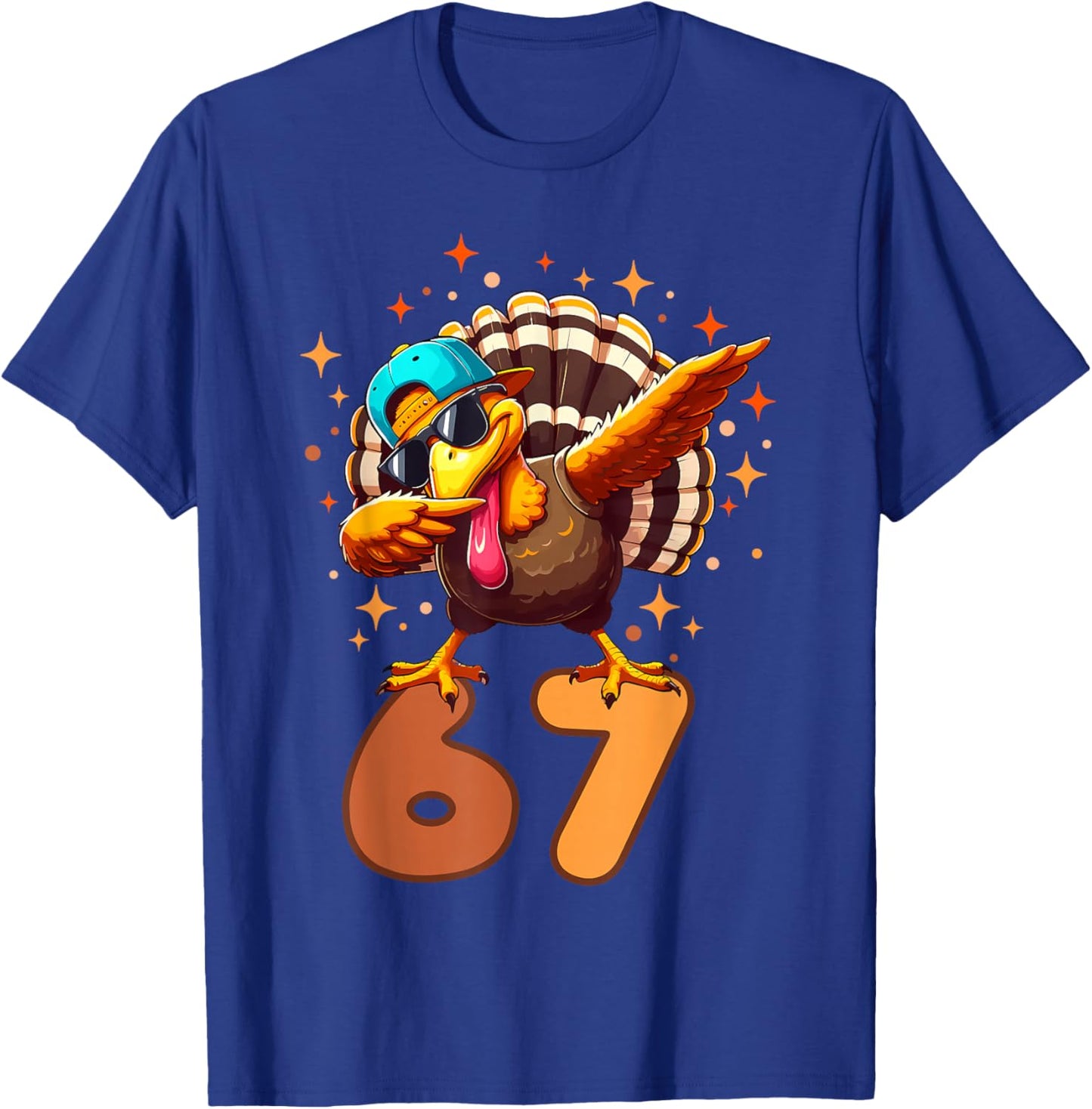 Funny Turkey Dab 67 Six Seven Thanksgiving Meme Brainrot T-Shirt - T-Shirt | Royal