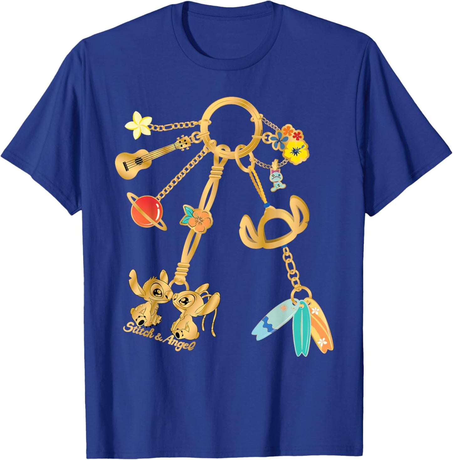 Disney Stitch & Angel Fashion Bag Charm T-Shirt - T-Shirt | Royal