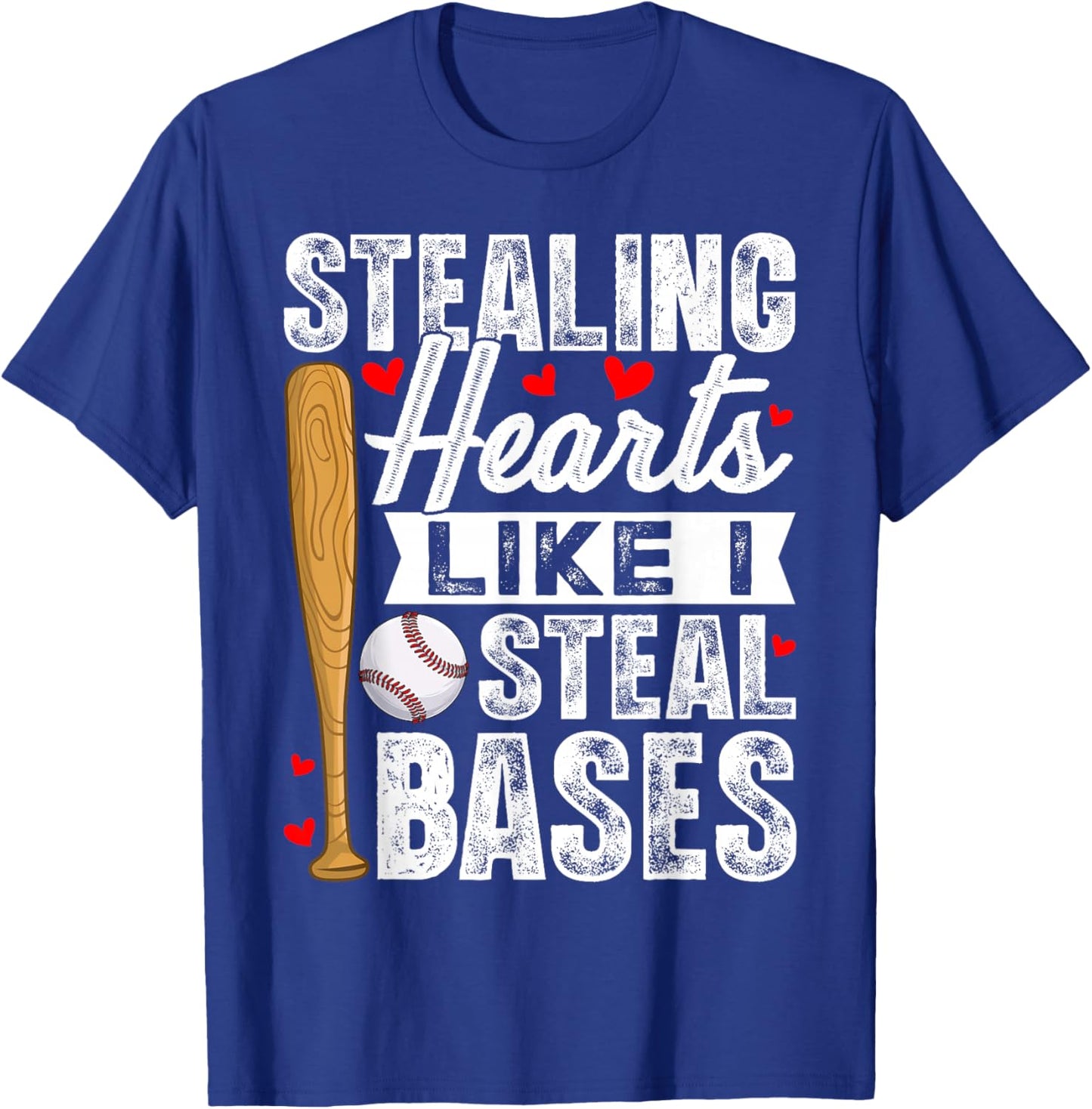 Stealing Hearts Like I Steal Bases Baseball Valentines T-Shirt - T-Shirt | Royal