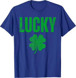Lucky and Lucky Fucker, Matching Couples, Lucky Shamrock T-Shirt - T-Shirt | Royal