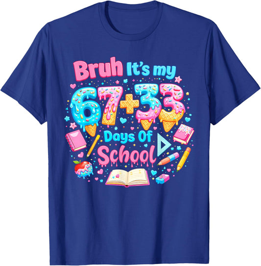Its My 67 33 Days of School Ice Cream Drip Girl Boy T-Shirt - T-Shirt | Royal