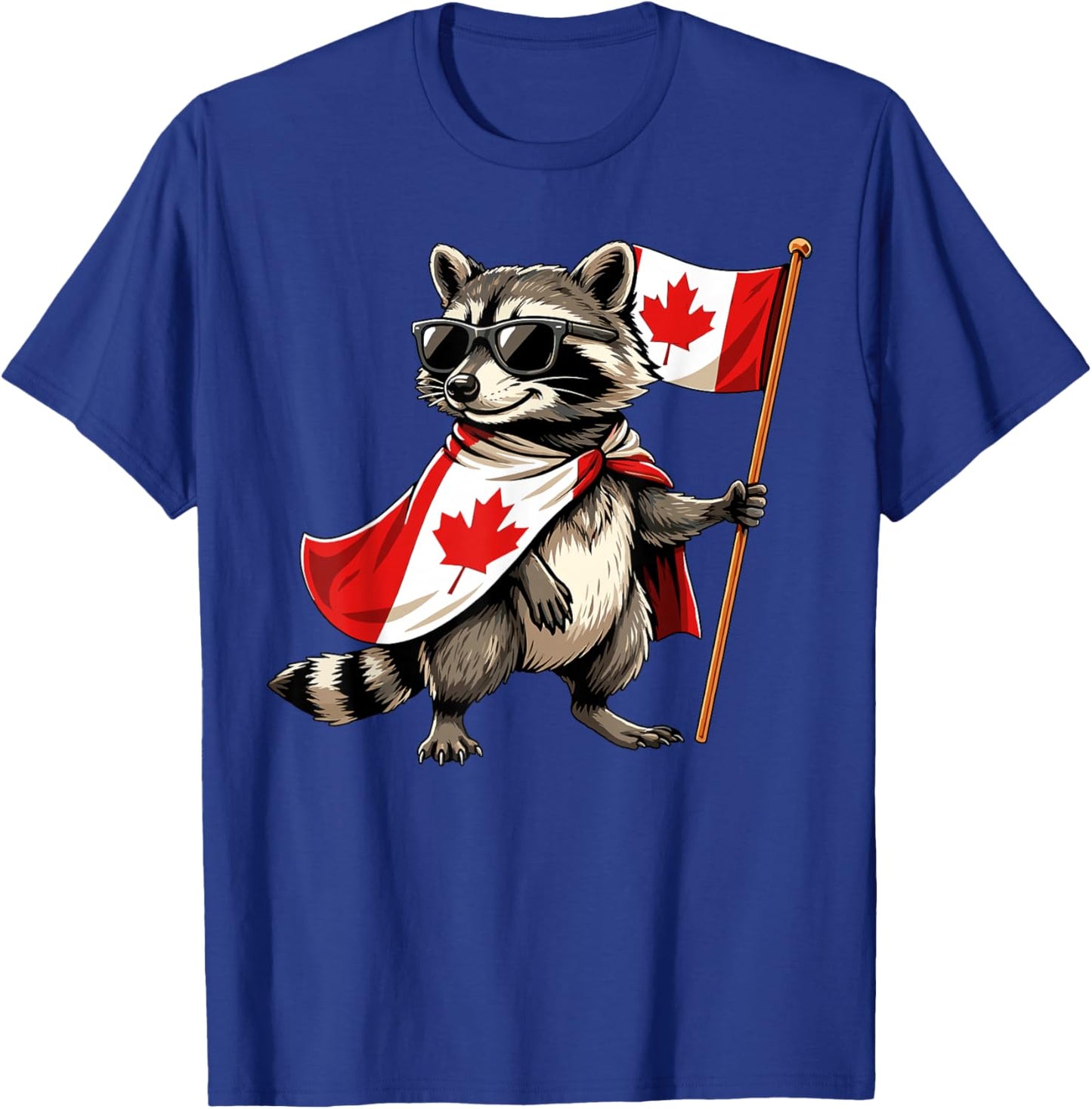 Proud Canadian Raccoon Men Women Kids Funny Canada T-Shirt - T-Shirt | Royal