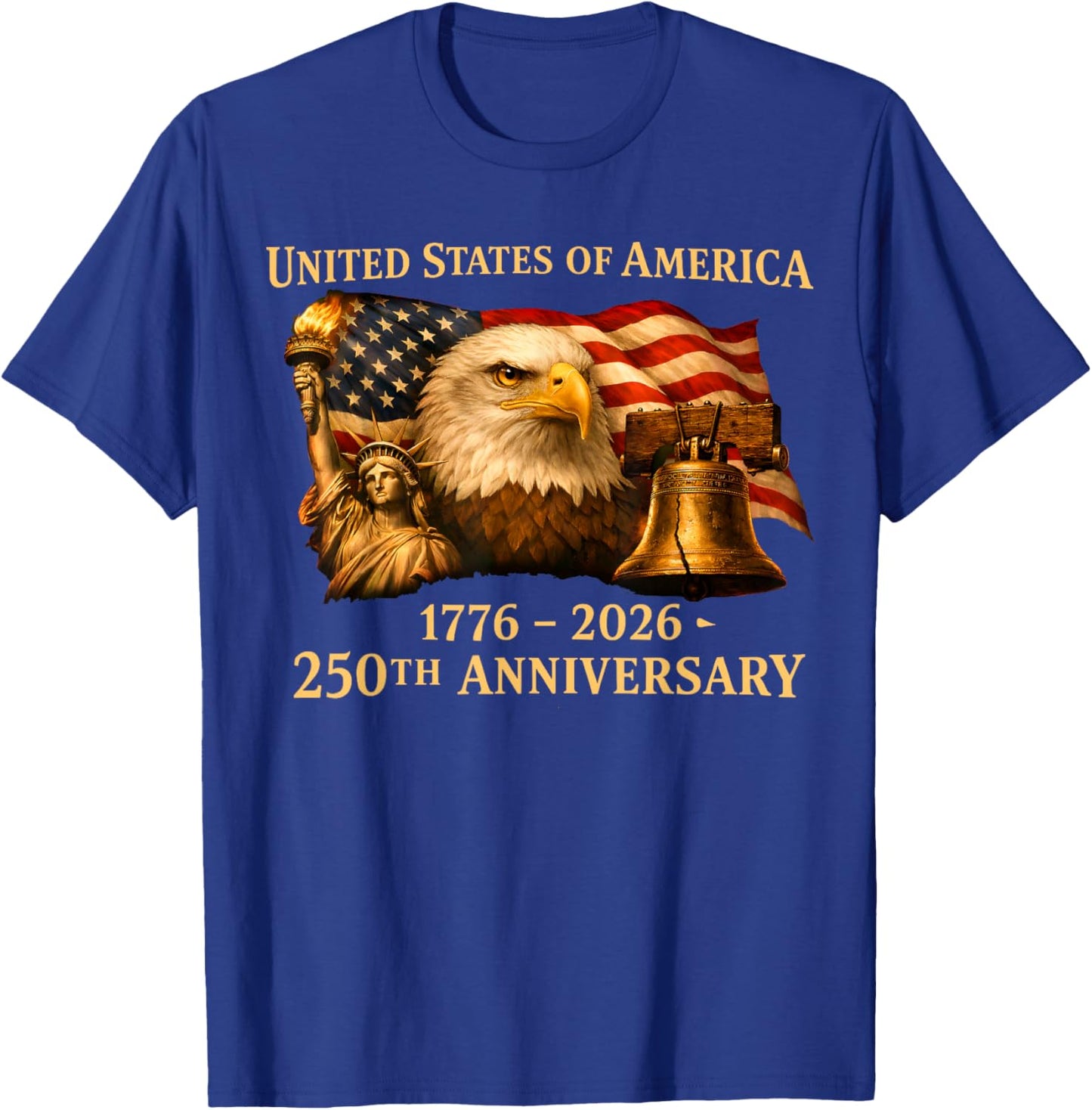Eagle and Flag 250 Years 1776-2026 250th Birthday T-Shirt - T-Shirt | Royal