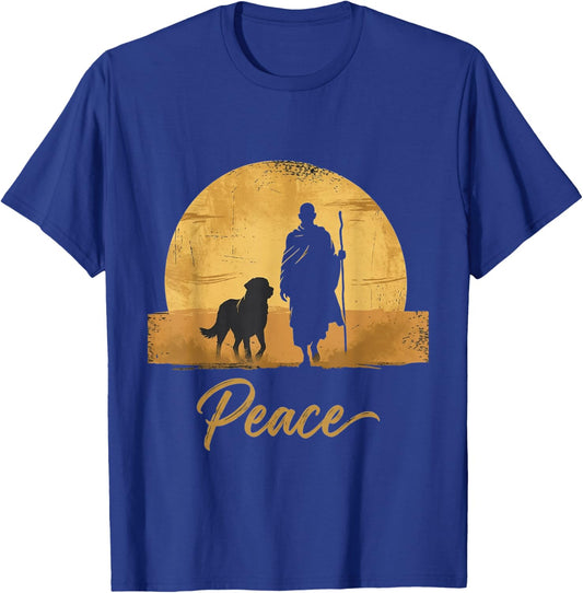 Walk for Peace Monks with Aloka Dog Monks Minimalist Zen T-Shirt - T-Shirt | Royal
