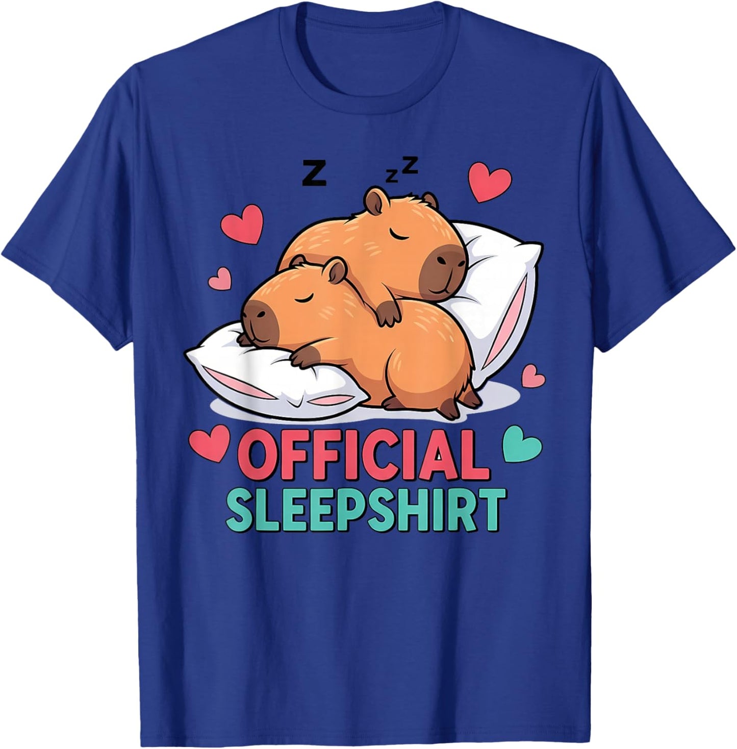 Cute Capybara Official Sleepshirt Cozy Sleep Valentine's Day T-Shirt - T-Shirt | Royal