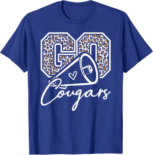 Go Cheer Cougars High School Spirit Fan Team Back to School T-Shirt - T-Shirt | Royal