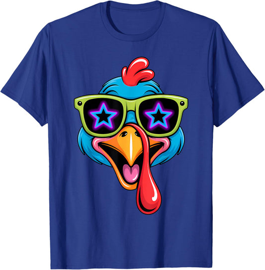 Funny Turkey Face Cool Thanksgiving T-Shirt - T-Shirt | Royal