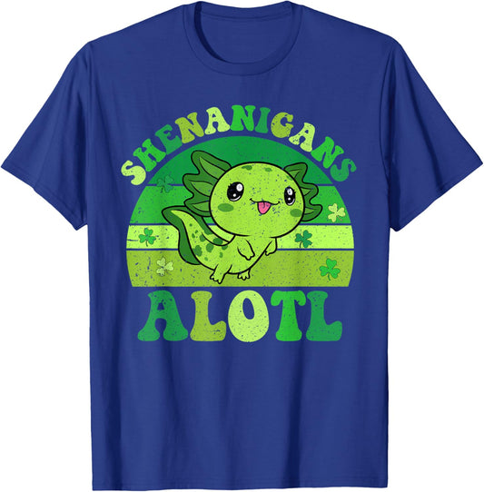 Axolotl St Patricks Day Alotl Shenanigans Men Women Kids T-Shirt - T-Shirt | Royal
