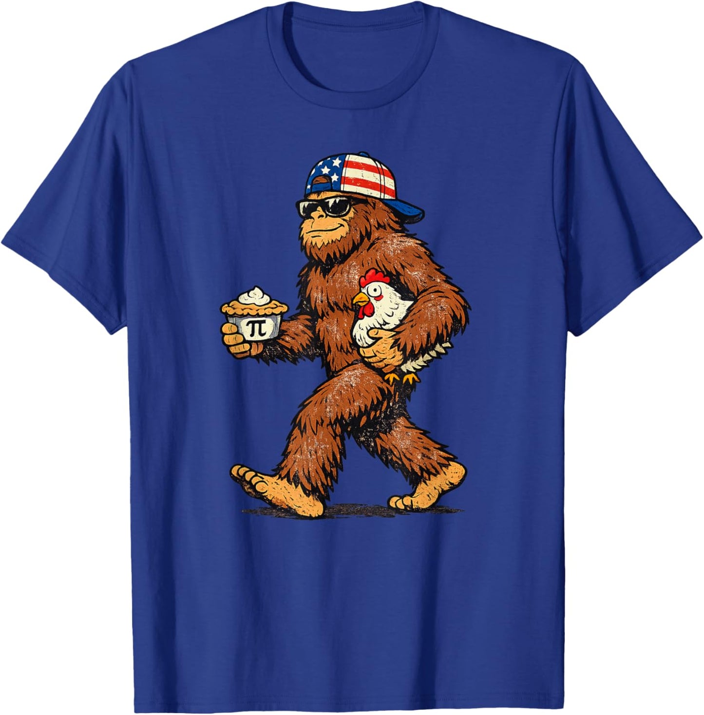 Sasquatch Chicken Pie Funny Pi Day T-Shirt - T-Shirt | Royal