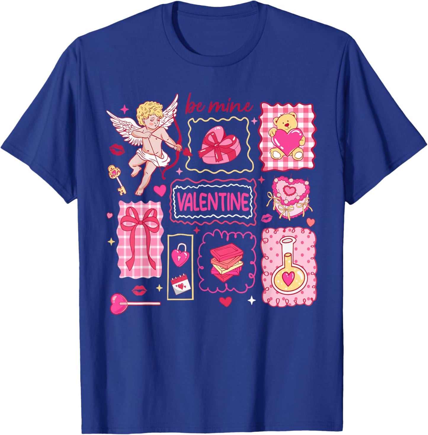 Preppy Valentine Be Mine Cute Coquette Bow Girl Women Kid T-Shirt - T-Shirt | Royal