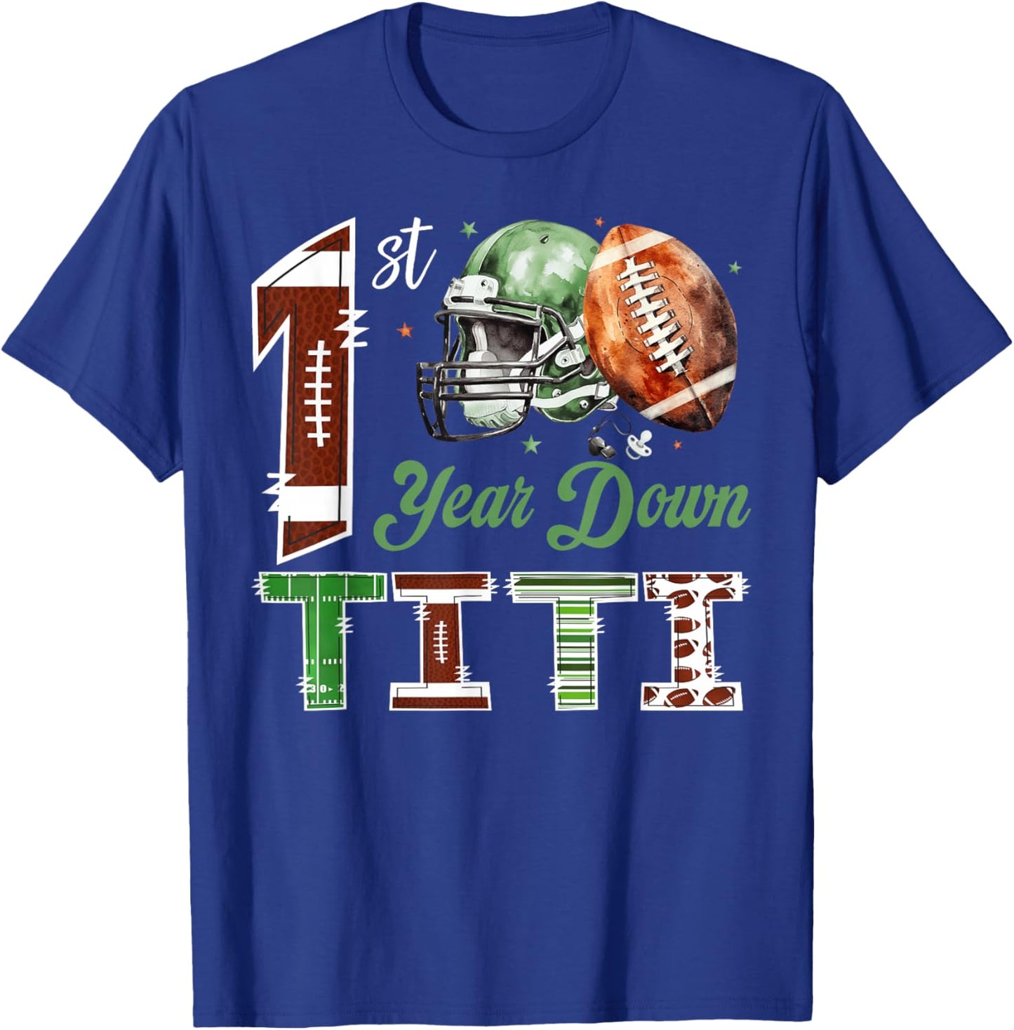 Titi of The 1 Year Old Football 1st Birthday Boy Party T-Shirt - T-Shirt | Royal