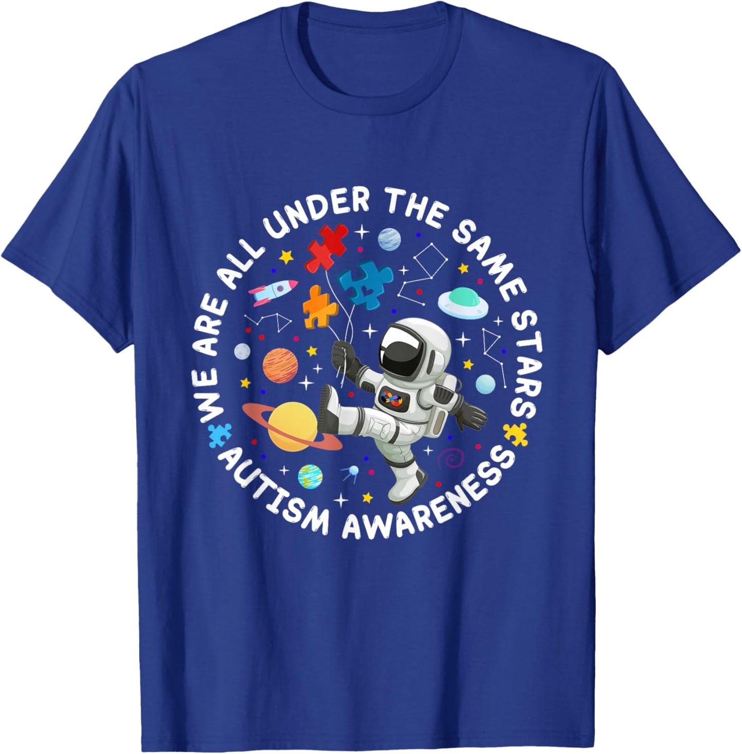 We are All Under The Same Stars Space Autism Awareness T-Shirt - T-Shirt | Royal