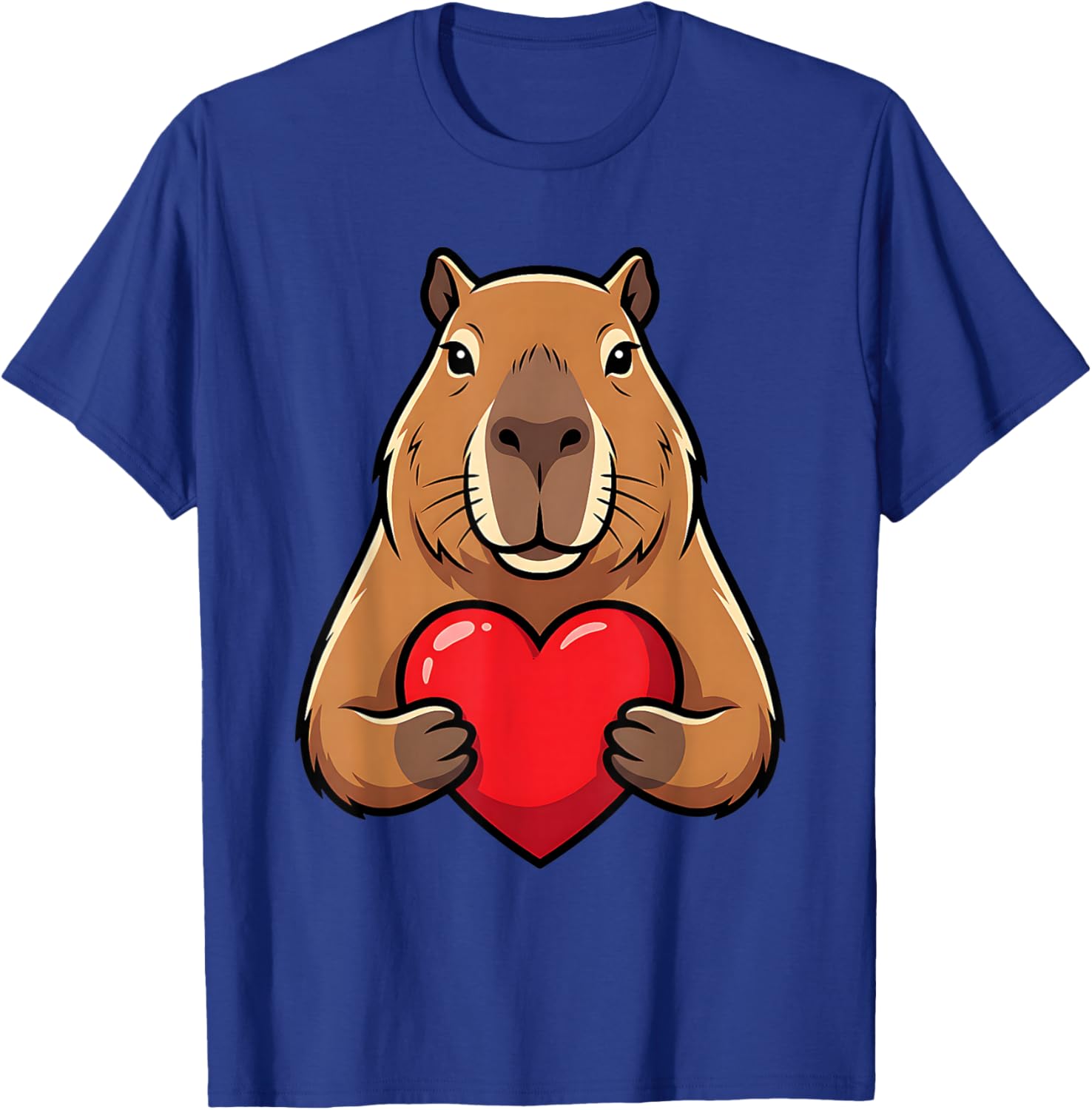 Valentines Day Cute Capybara Holding Heart Animal Kids T-Shirt - T-Shirt | Royal