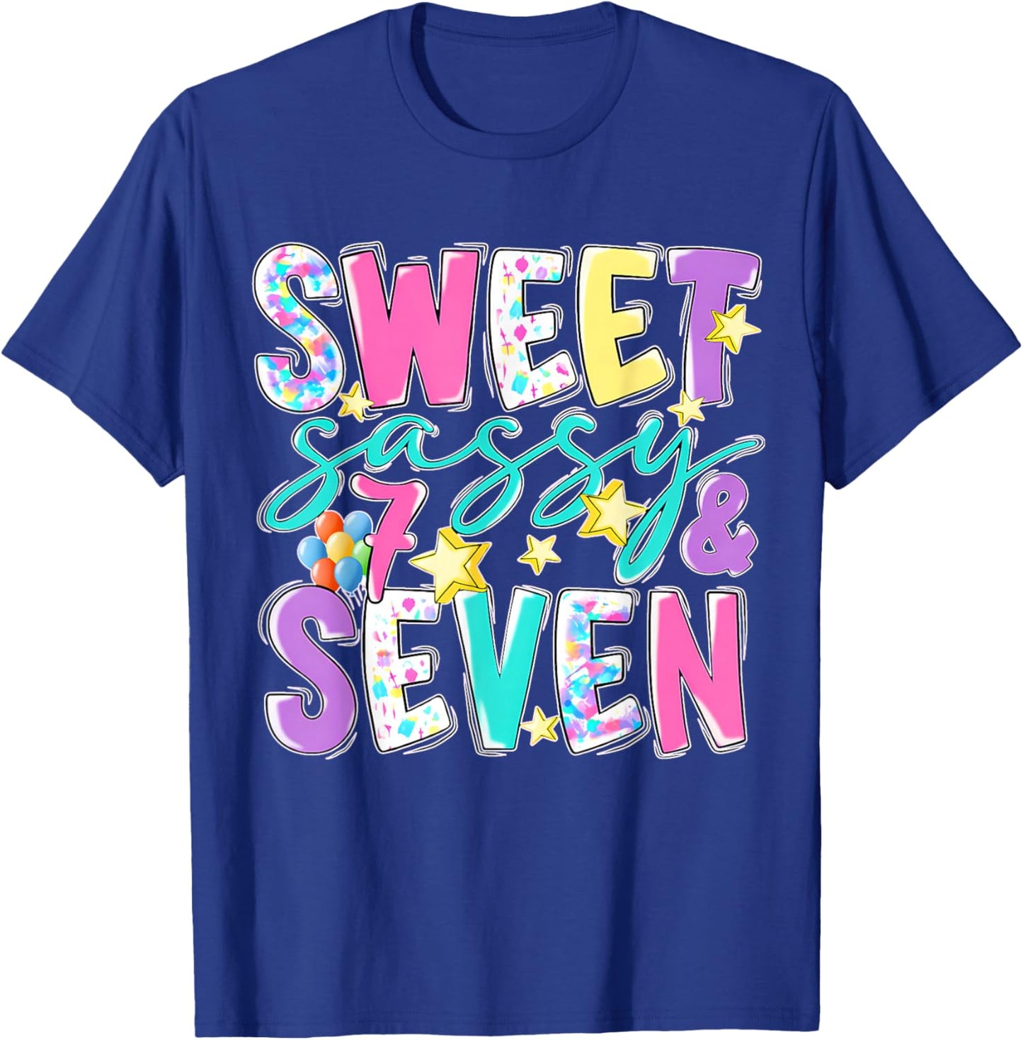 7Th Birthday Girl Sweet Sassy and Seven Birthday Girl Kids T-Shirt - T-Shirt | Royal