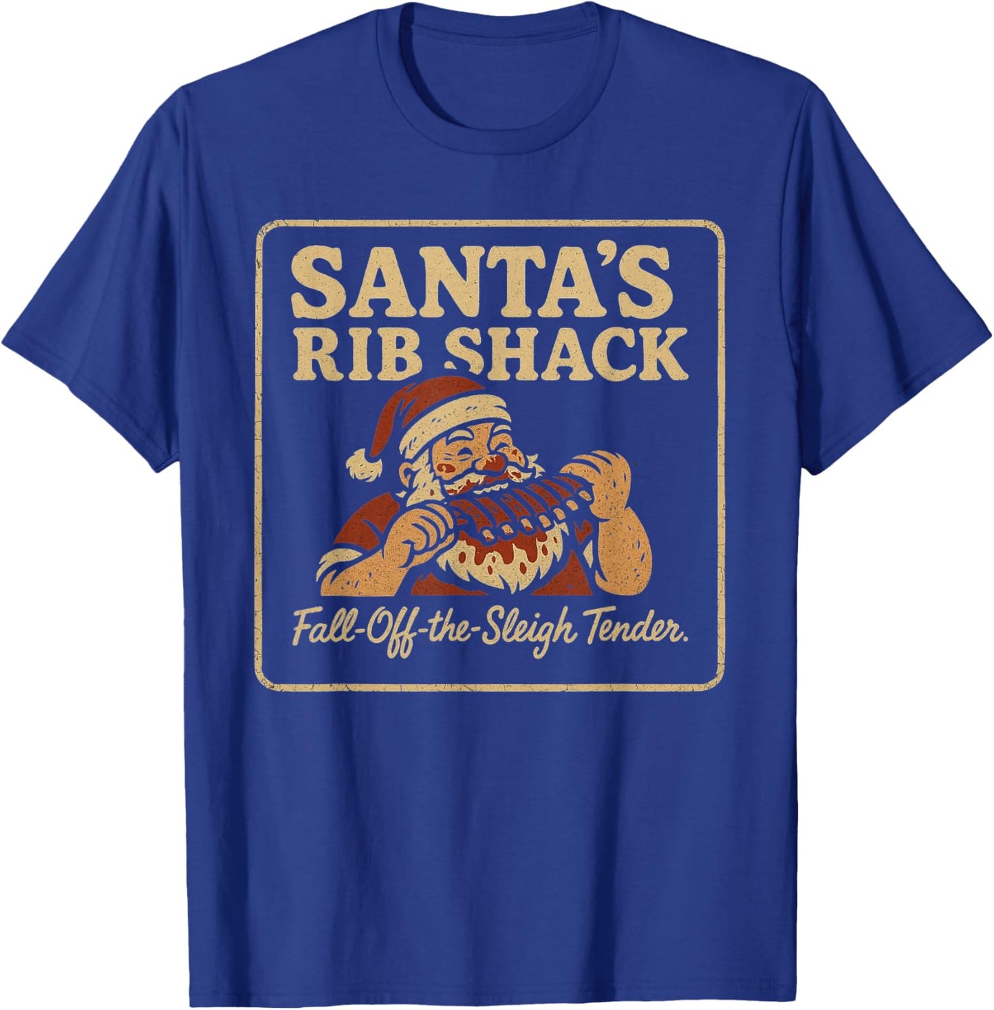 Santa’s Rib Shack BBQ Retro Holiday Design T-Shirt - T-Shirt | Royal