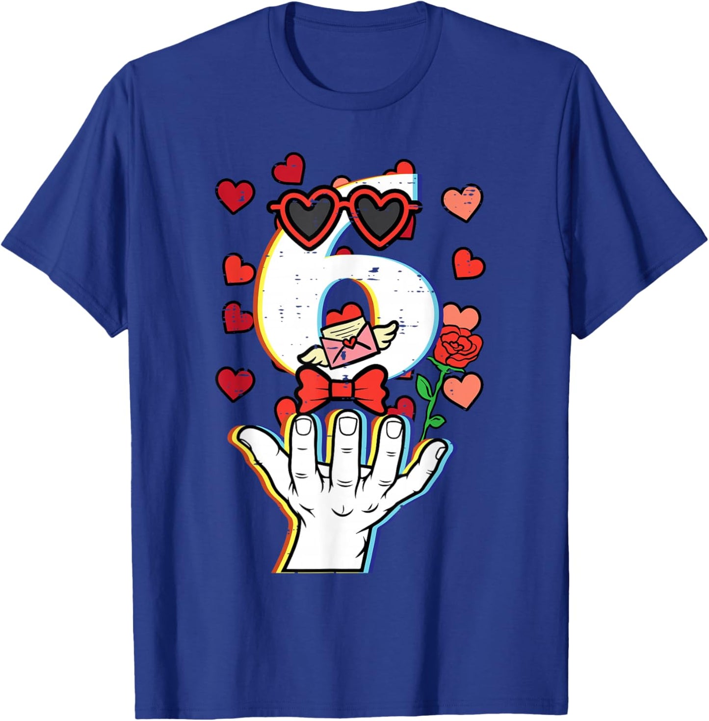 Number 6 Valentines Day 6 7 Meme Matching Kids Boys Youth T-Shirt - T-Shirt | Royal