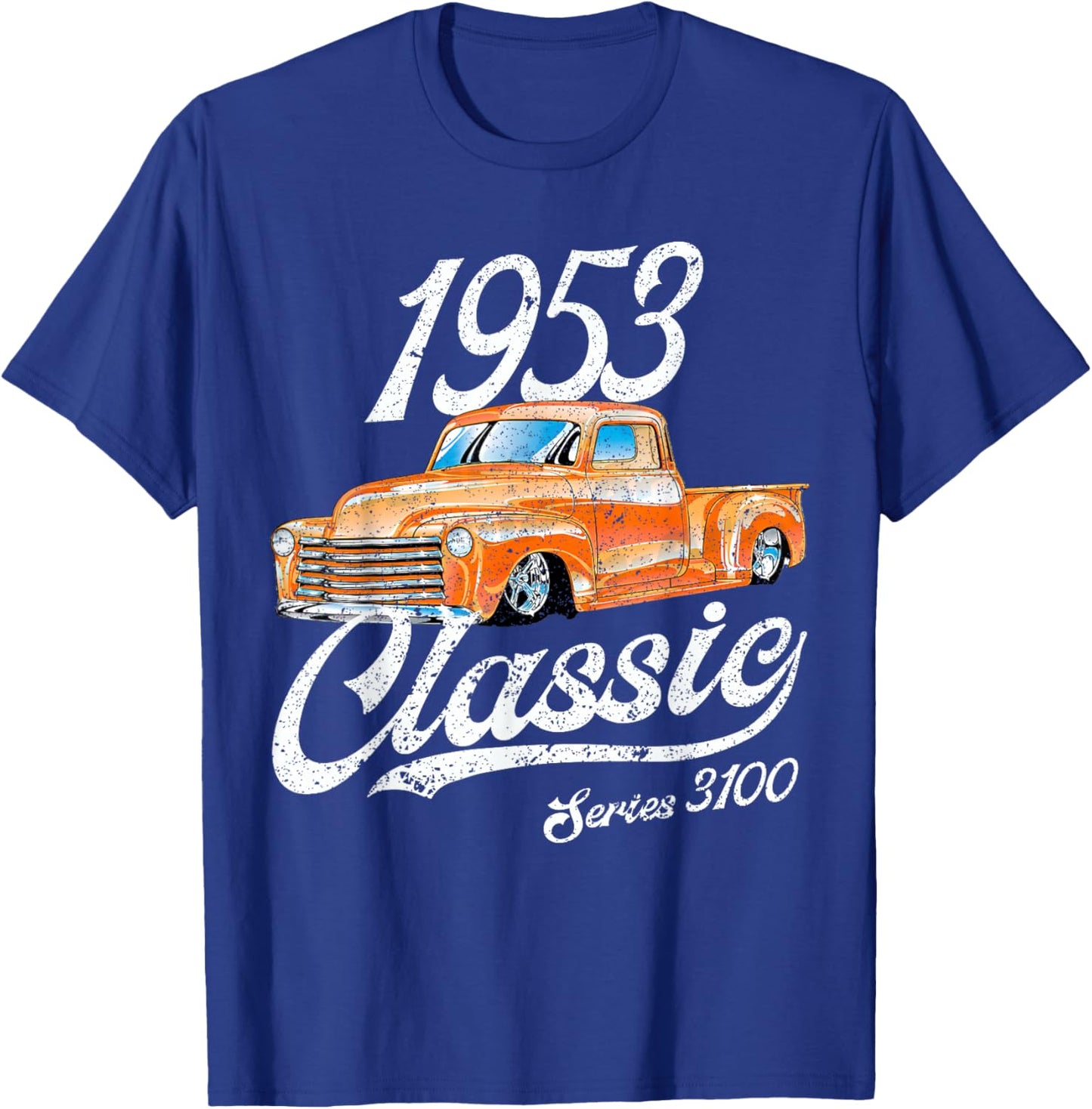 1953 53 Truck 3100 Classic Vintage Old Car USA Flag T-Shirt - T-Shirt | Royal