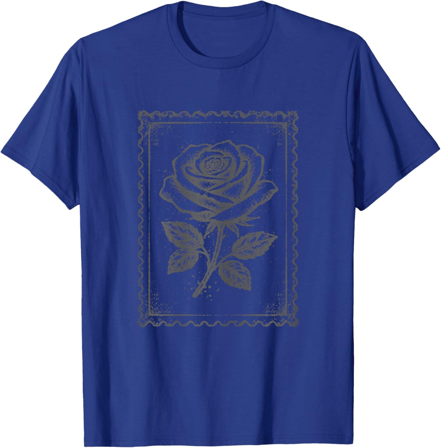 Grunge Rose Vintage Floral Distressed Graphic Women Girls T-Shirt - T-Shirt | Royal