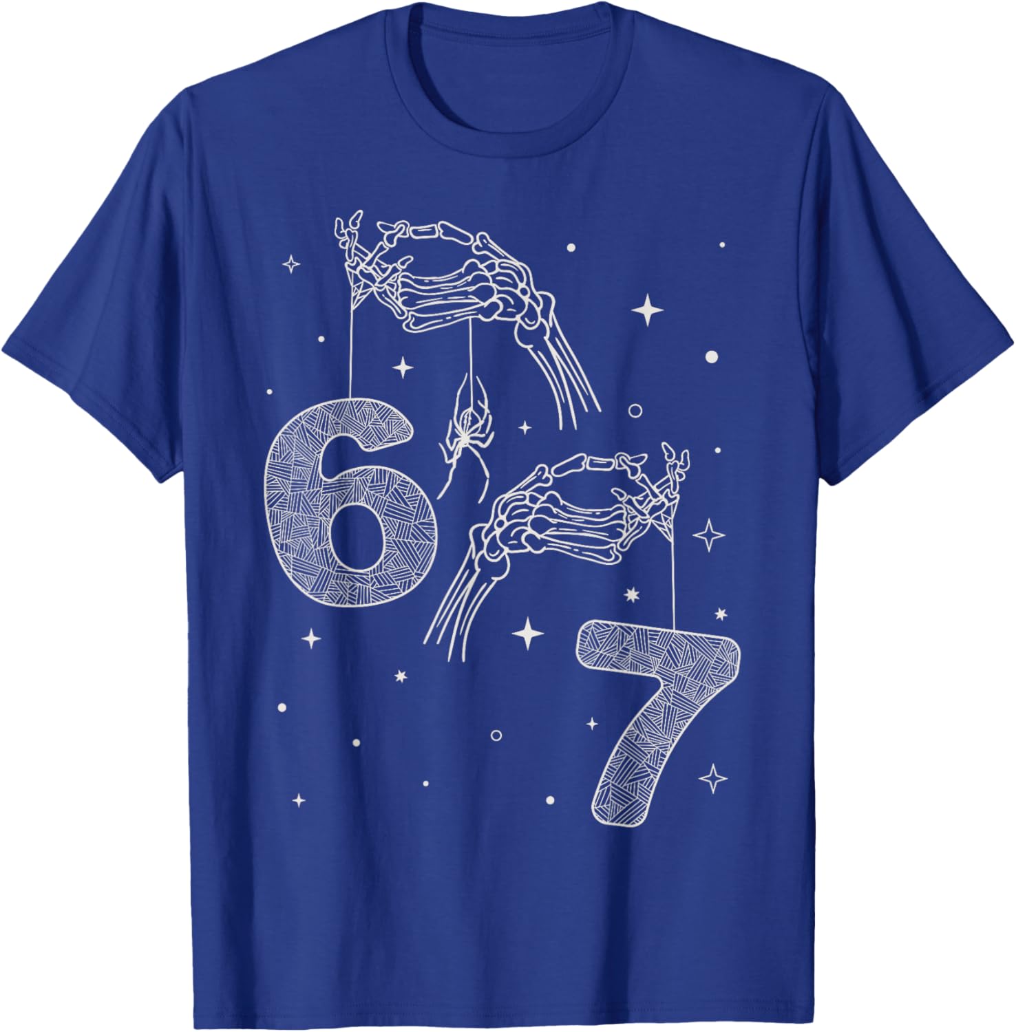 67 Meme Skeleton Hand Funny Halloween Six Seven Teens T-Shirt - T-Shirt | Royal
