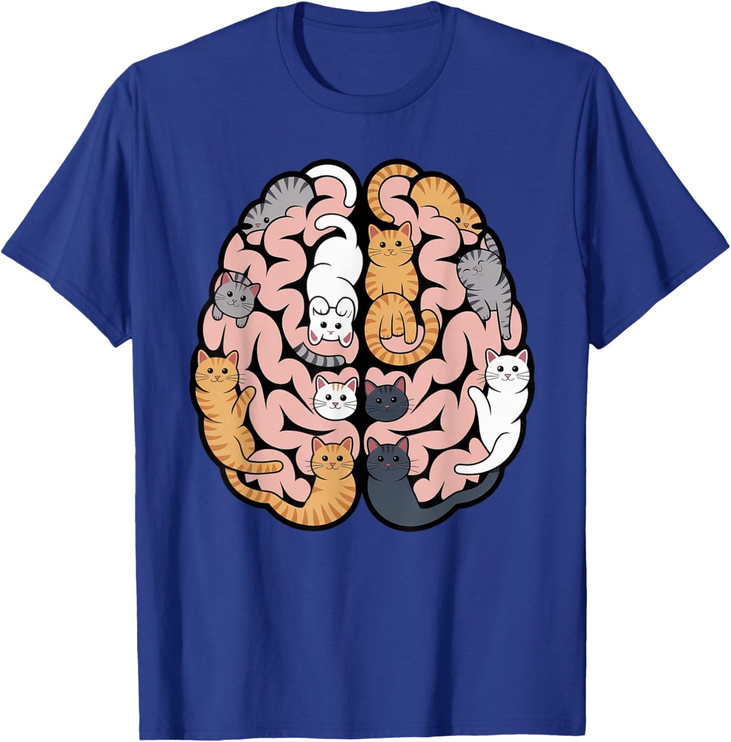 Funny Cat Brain Graphic Neuroscience Neurologist T-Shirt - T-Shirt | Royal