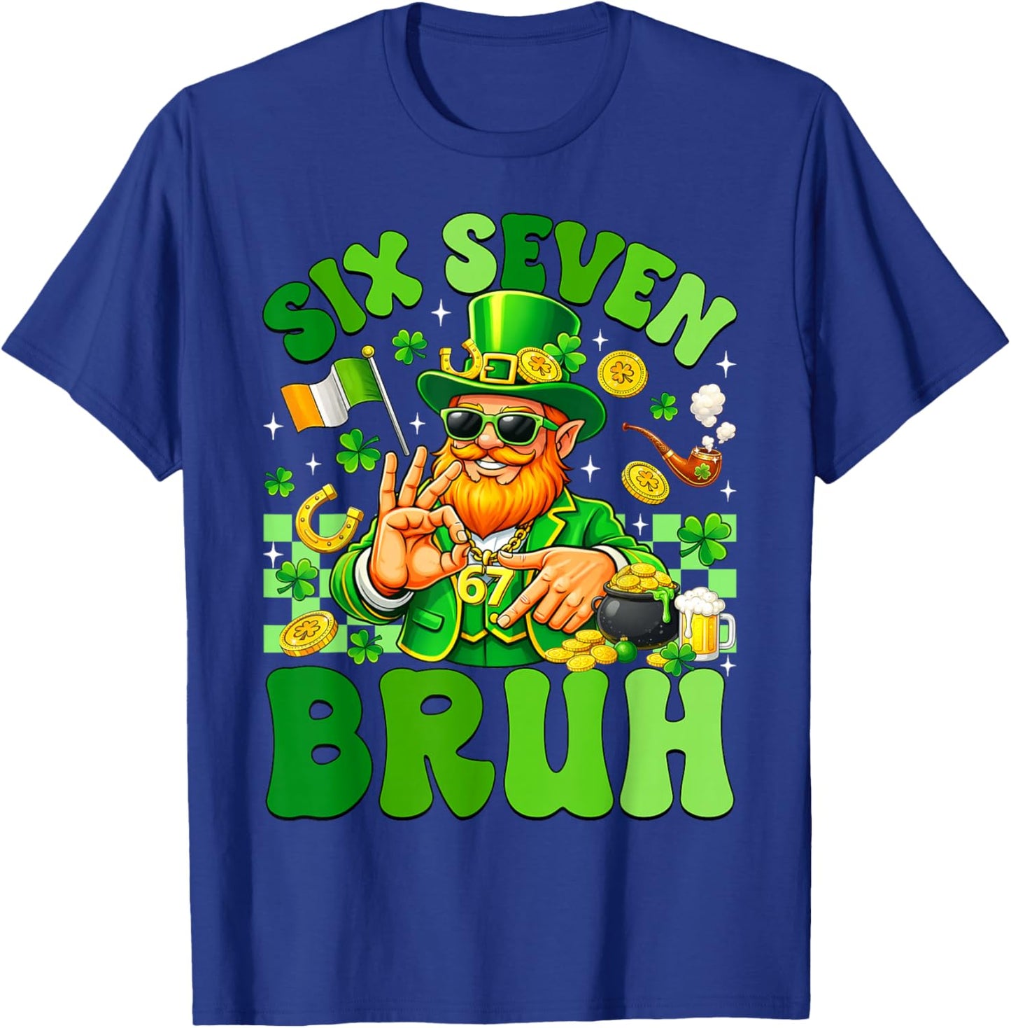 Six Seven Meme Leprechaun 6 7 Bruh St Patricks Day Boys Men T-Shirt - T-Shirt | Royal