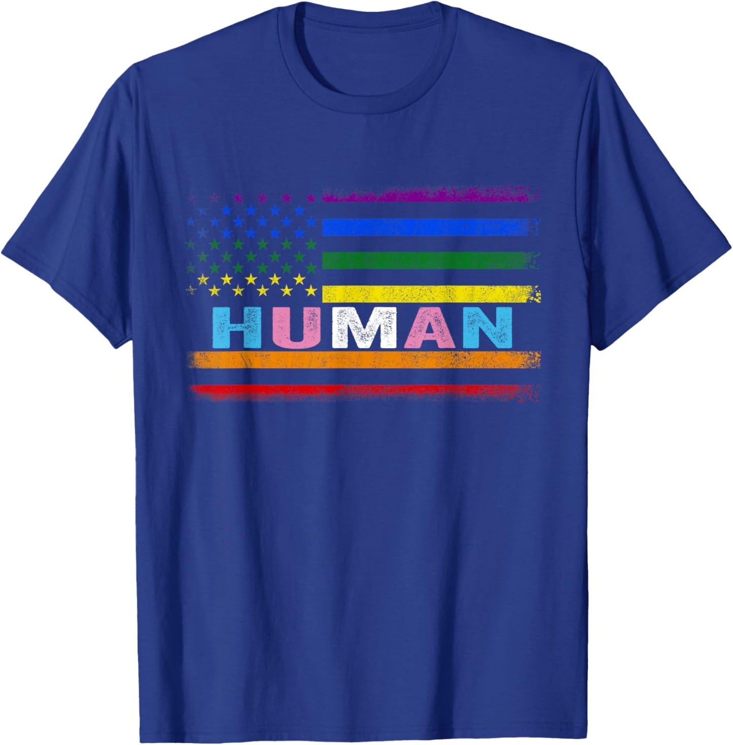 Human LGBT American Flag LGBTQ Rainbow Pride Month Men Women T-Shirt - T-Shirt | Royal