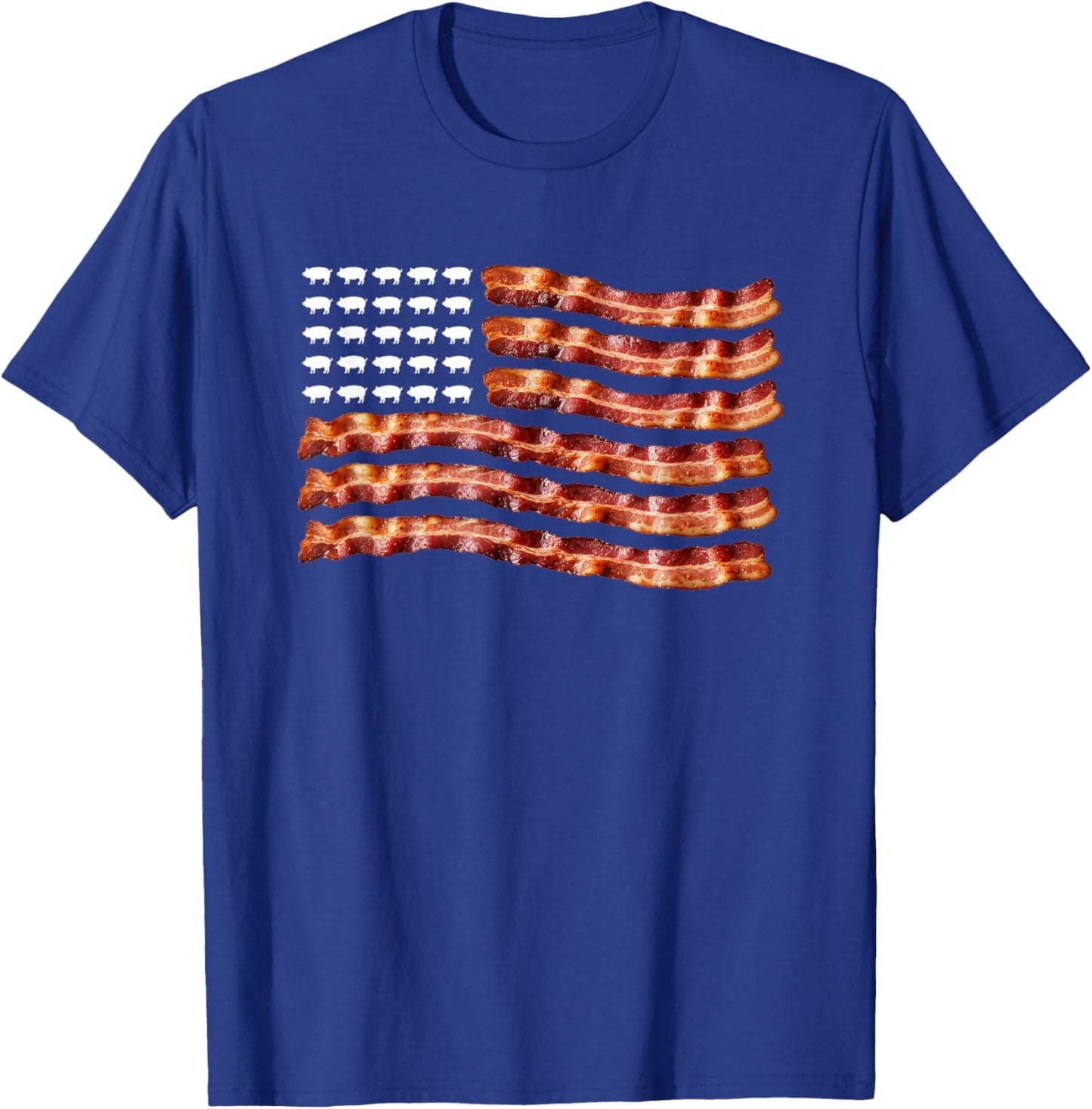 USA Bacon Flag - Patriotic American Bacon Design T-Shirt - T-Shirt | Royal