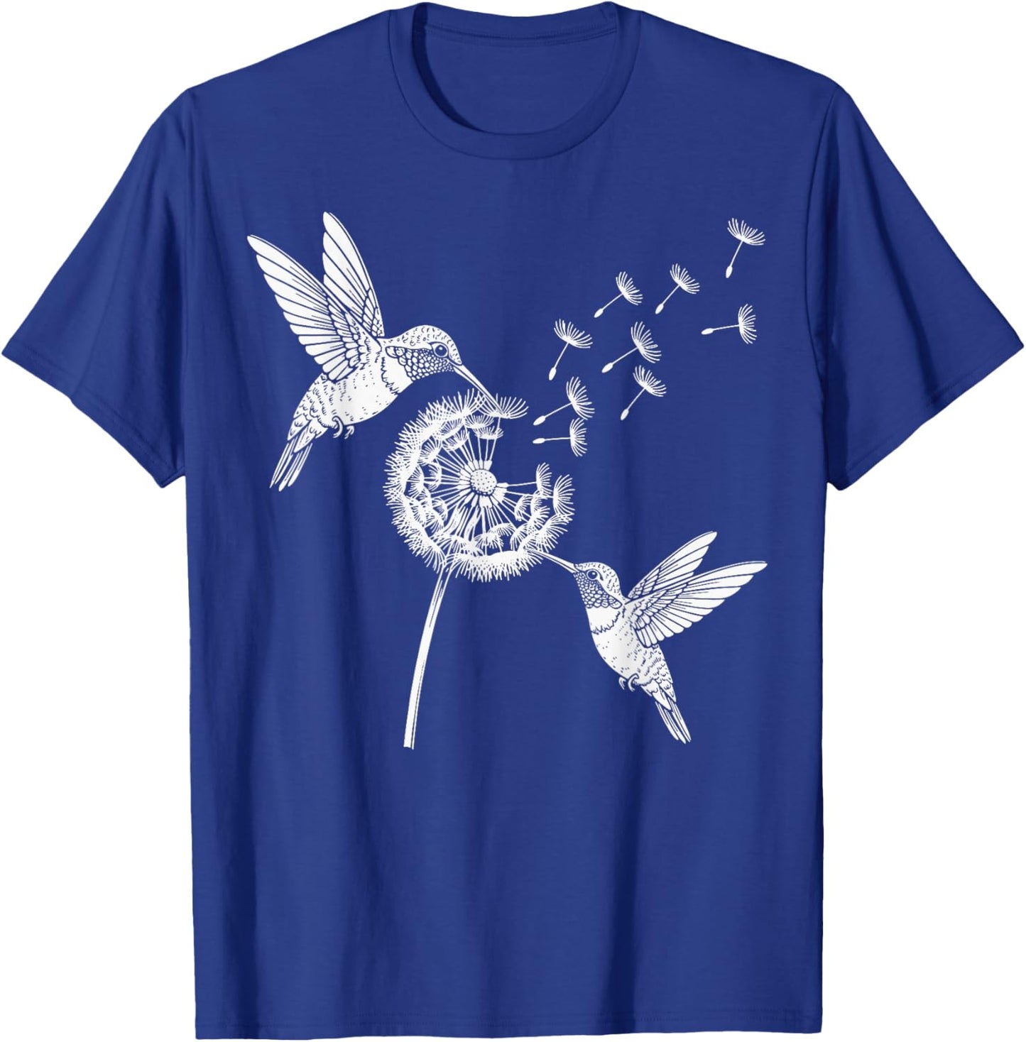 Hummingbirds Dandelion Graphic Bird Flower Lover T-Shirt - T-Shirt | Royal