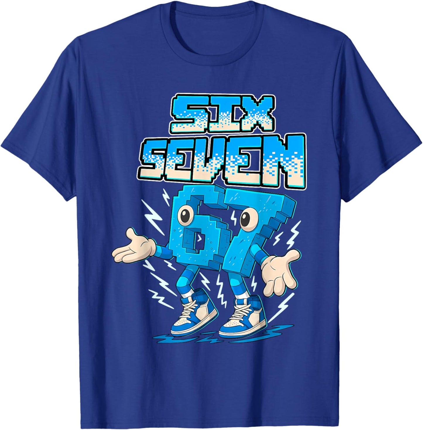 67 Six Seven 6-7 Funny Brainrot Boys Girls Kids Gaming Meme T-Shirt - T-Shirt | Royal