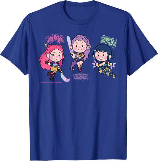 Kpop Demon Hunters Chibi Huntrix Mira Rumi and Zoey Cute T-Shirt - T-Shirt | Royal