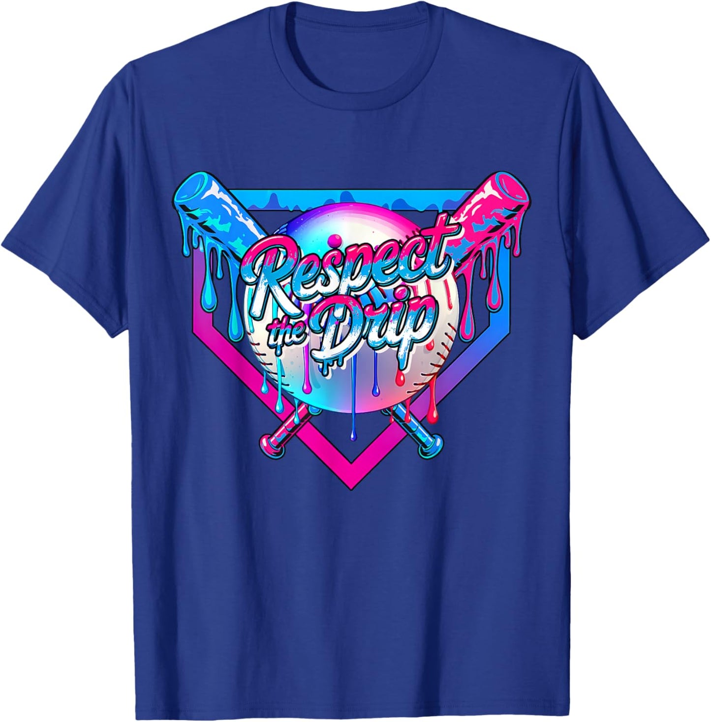 Respect The Drip Baseball Ice Cream for Kids Boys Youth T-Shirt - T-Shirt | Royal