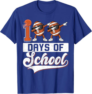 Toddler 100 Days of School Boys 100th Day of School Football T-Shirt - T-Shirt | Royal