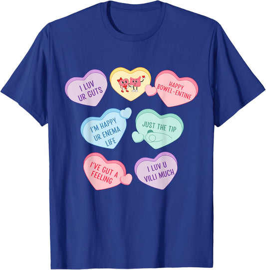 GI Nurse Valentine's Hearts Candy Gastroenterology Endo Tech T-Shirt - T-Shirt | Royal