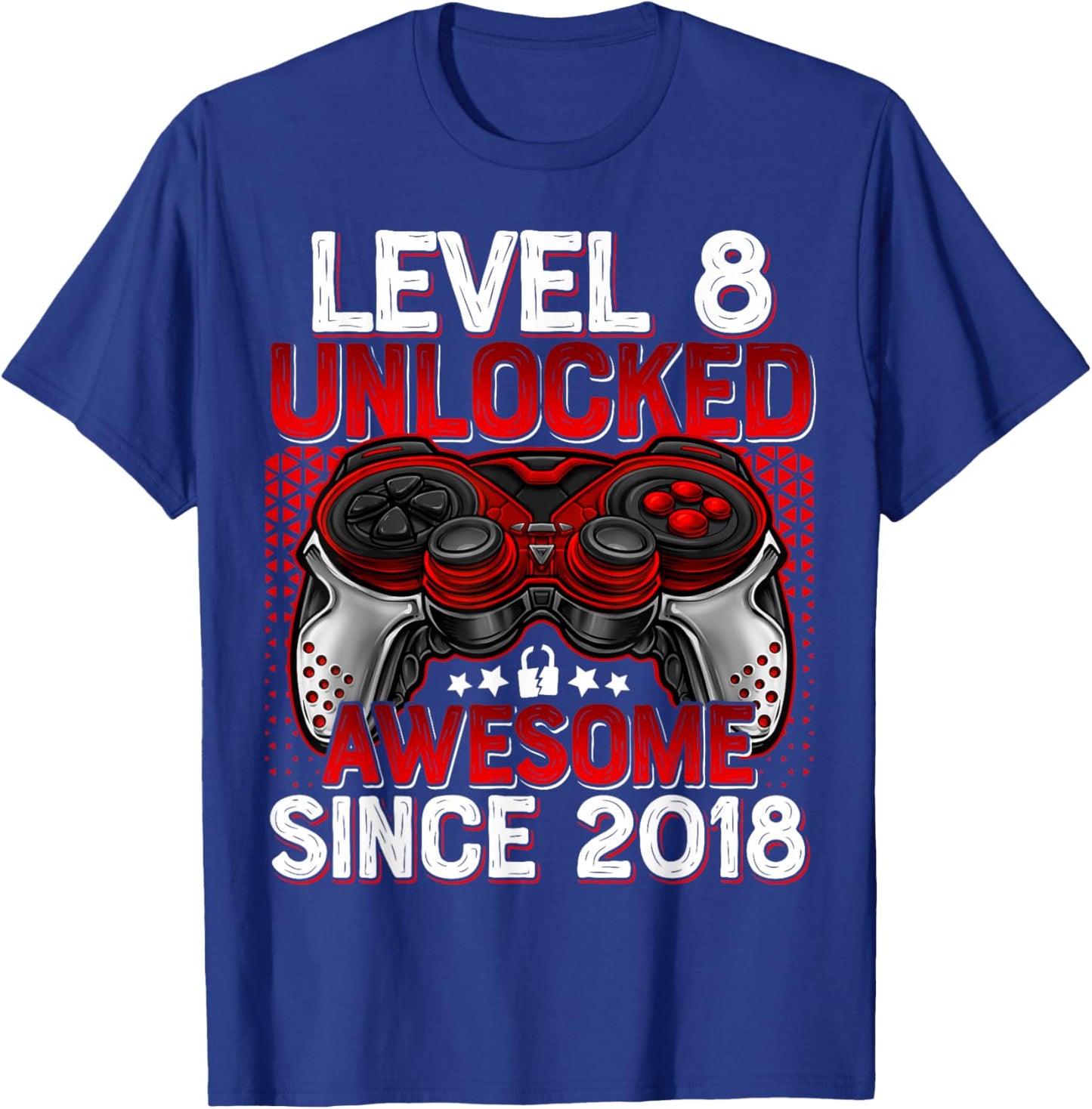 Level 8 Unlocked 8 Year Old Gifts for Boys 8th Birthday Boy T-Shirt - T-Shirt | Royal