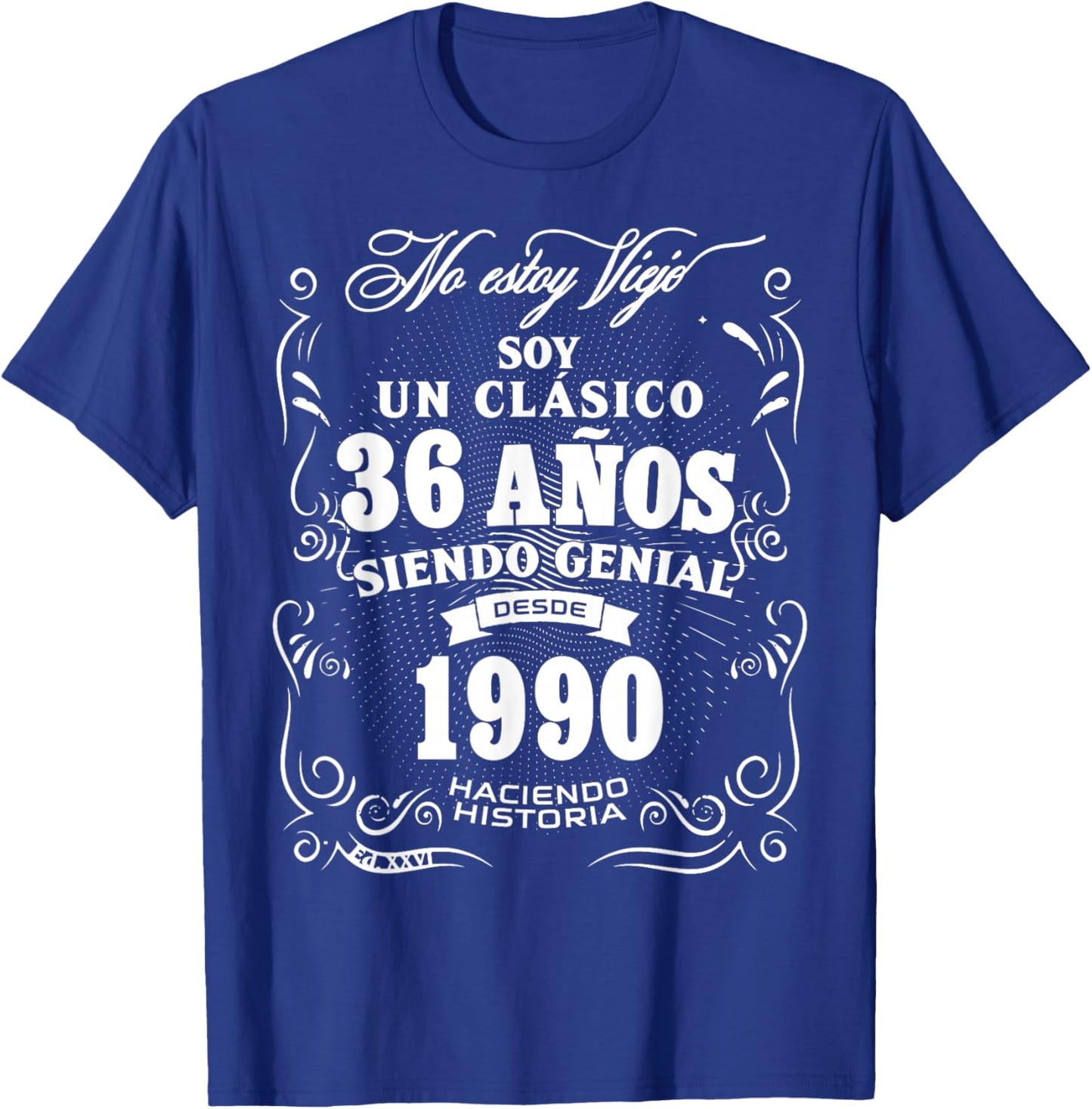 Vintage 36th Birthday Men Funny 1990 36 Birthday Spanish T-Shirt - T-Shirt | Royal